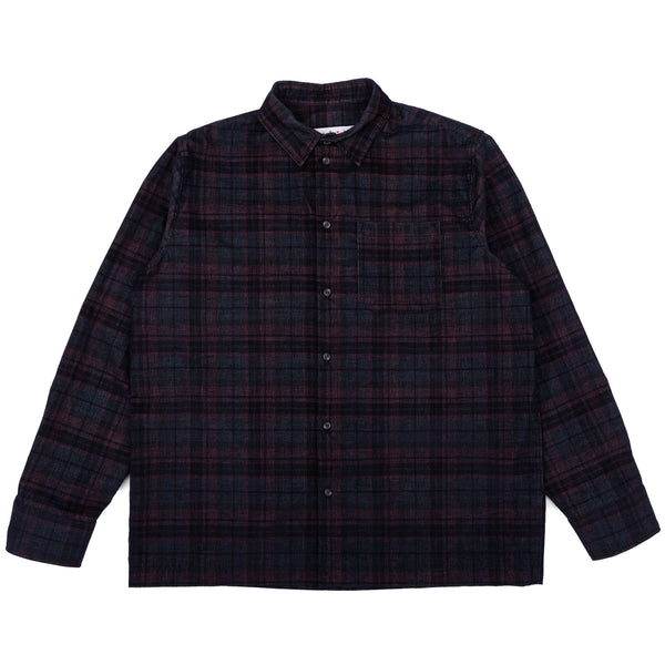 True Shirt - Corduroy Shirting (21W) - Green / Eggplant