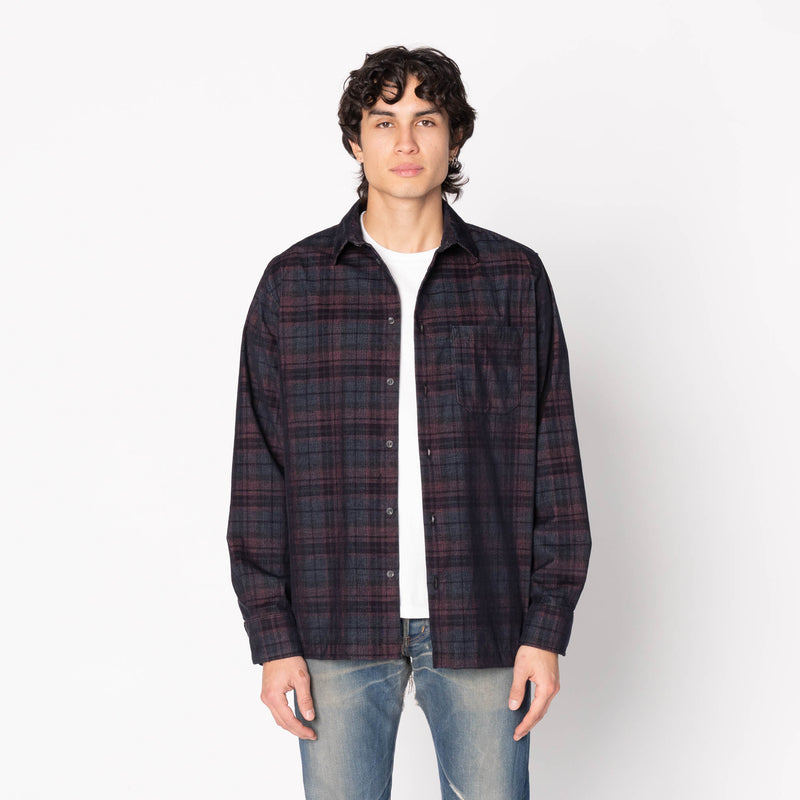 True Shirt - Corduroy Shirting (21W) - Green / Eggplant
