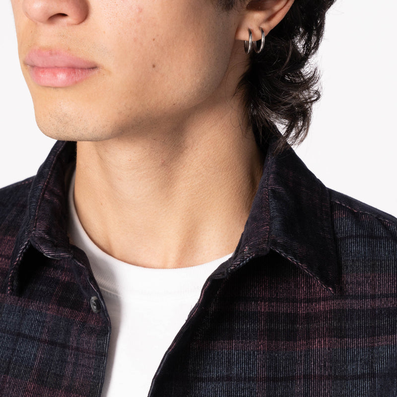 True Shirt - Corduroy Shirting (21W) - Green / Eggplant