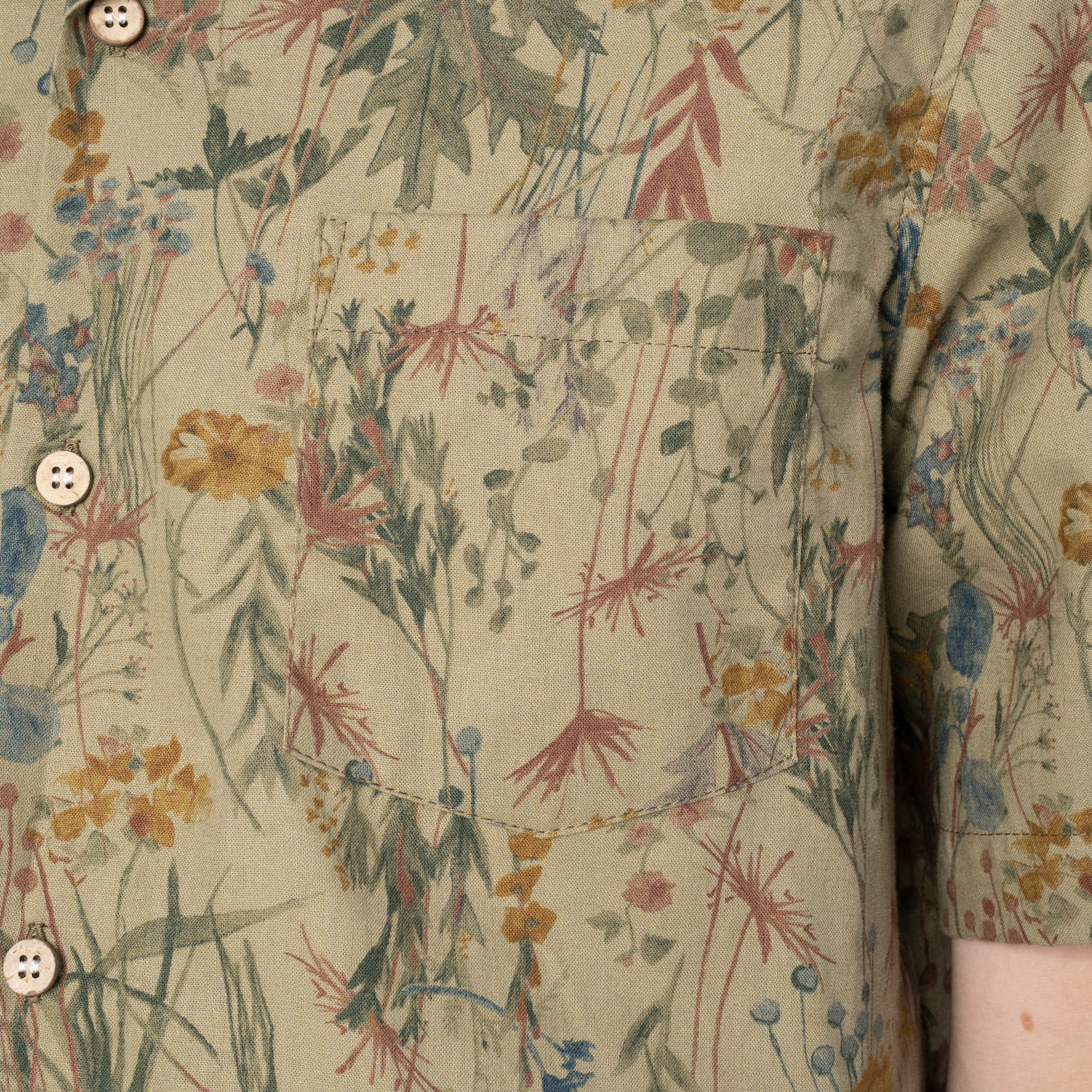 Aloha Shirt - Flowers Painting - Earth by Naked & Famous Denim