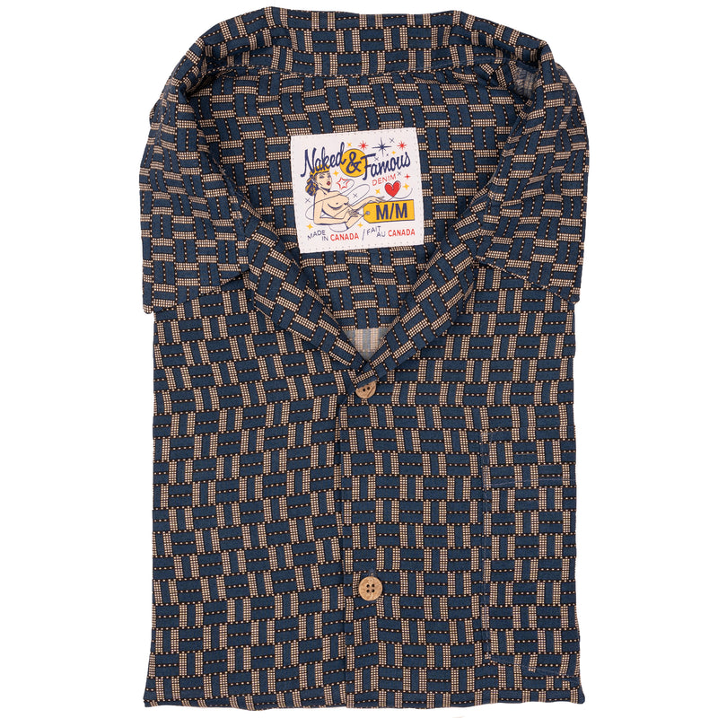 Aloha Shirt - Weave Print - Navy | Naked & Famous Denim