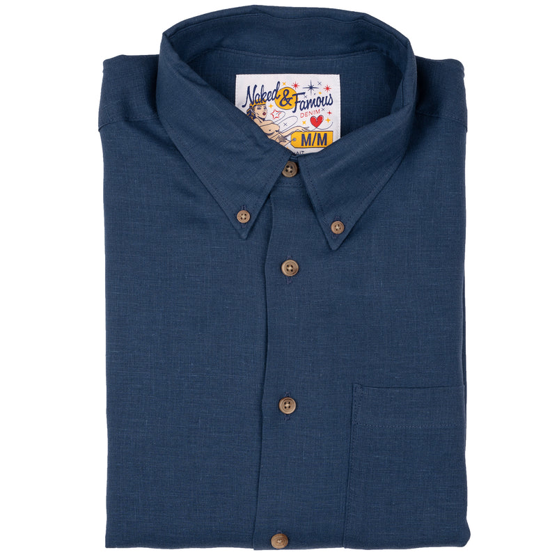 Easy Shirt - French Linen Fine Canvas - Blue | Naked & Famous Denim