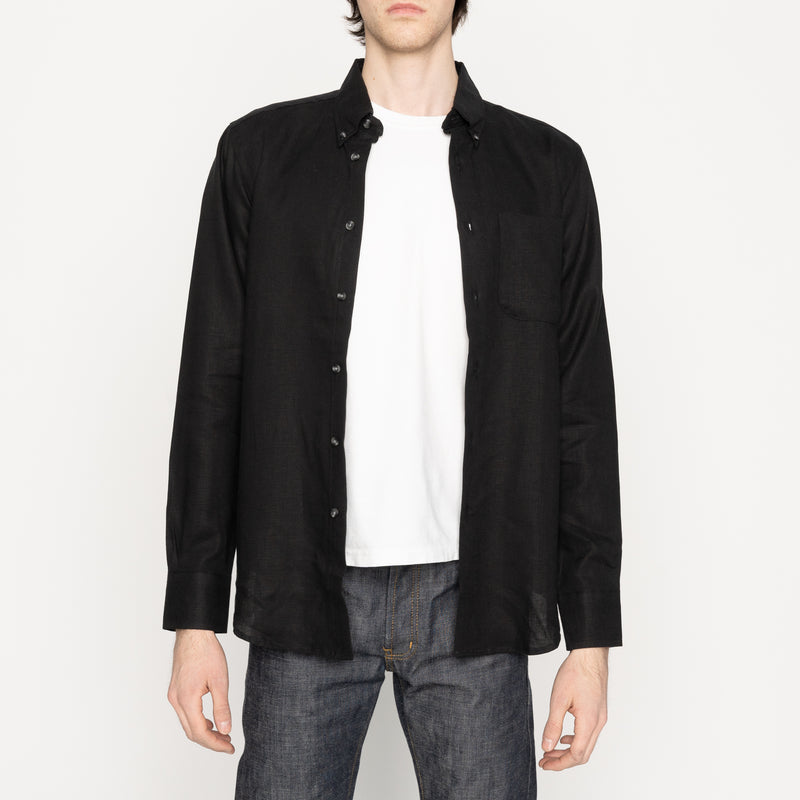 Easy Shirt - French Linen Fine Canvas - Black | Naked & Famous Denim