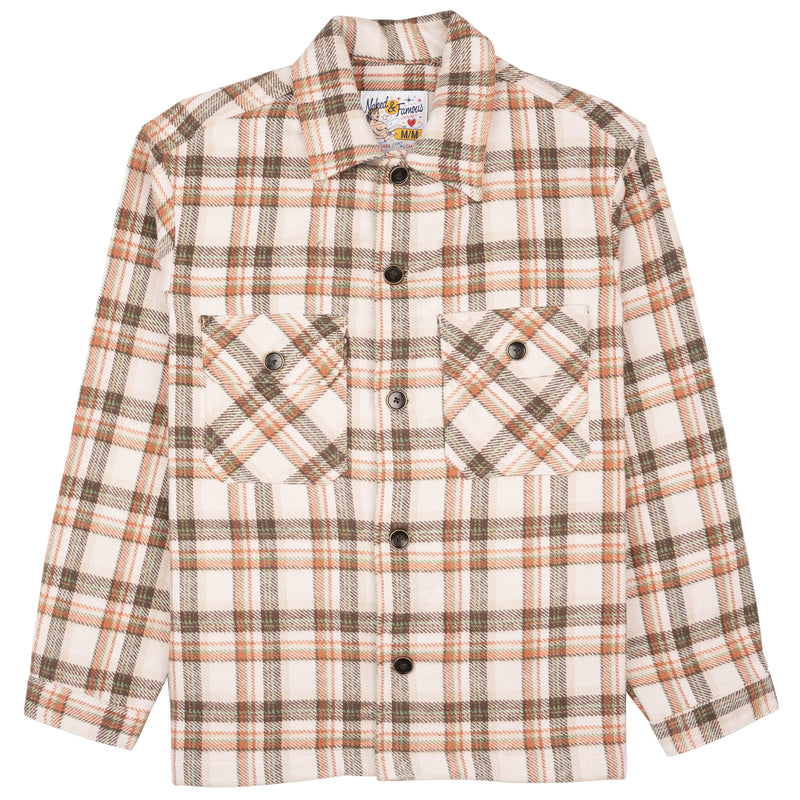 Work Shirt - Triple Yarn Twill Check Brush - Beige | Naked & Famous Denim