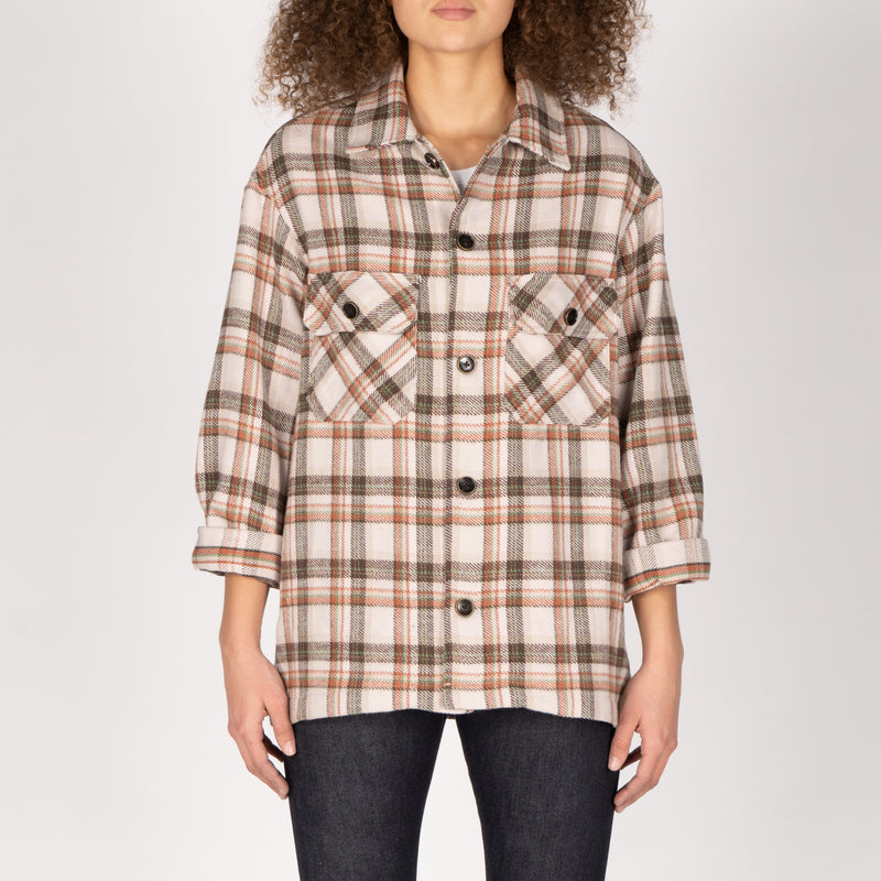 Over Shirt - Triple Yarn Twill Check Brush - Beige