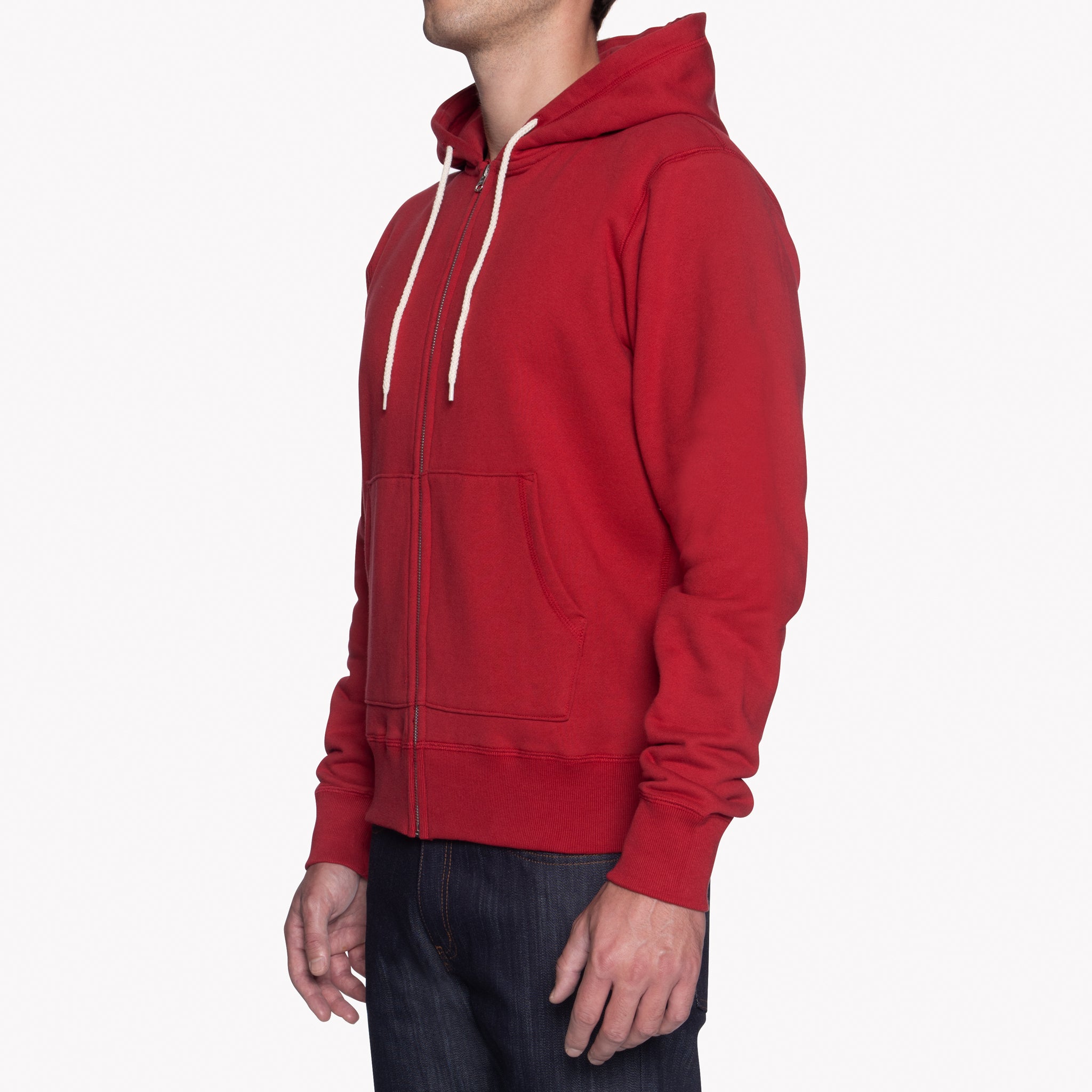 Zip Hoodie - Heavyweight Terry - Red by Naked & Famous Denim