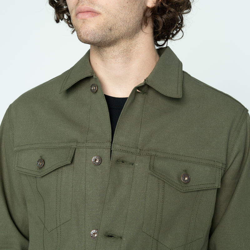 Denim Jacket - Army Green Duck Selvedge