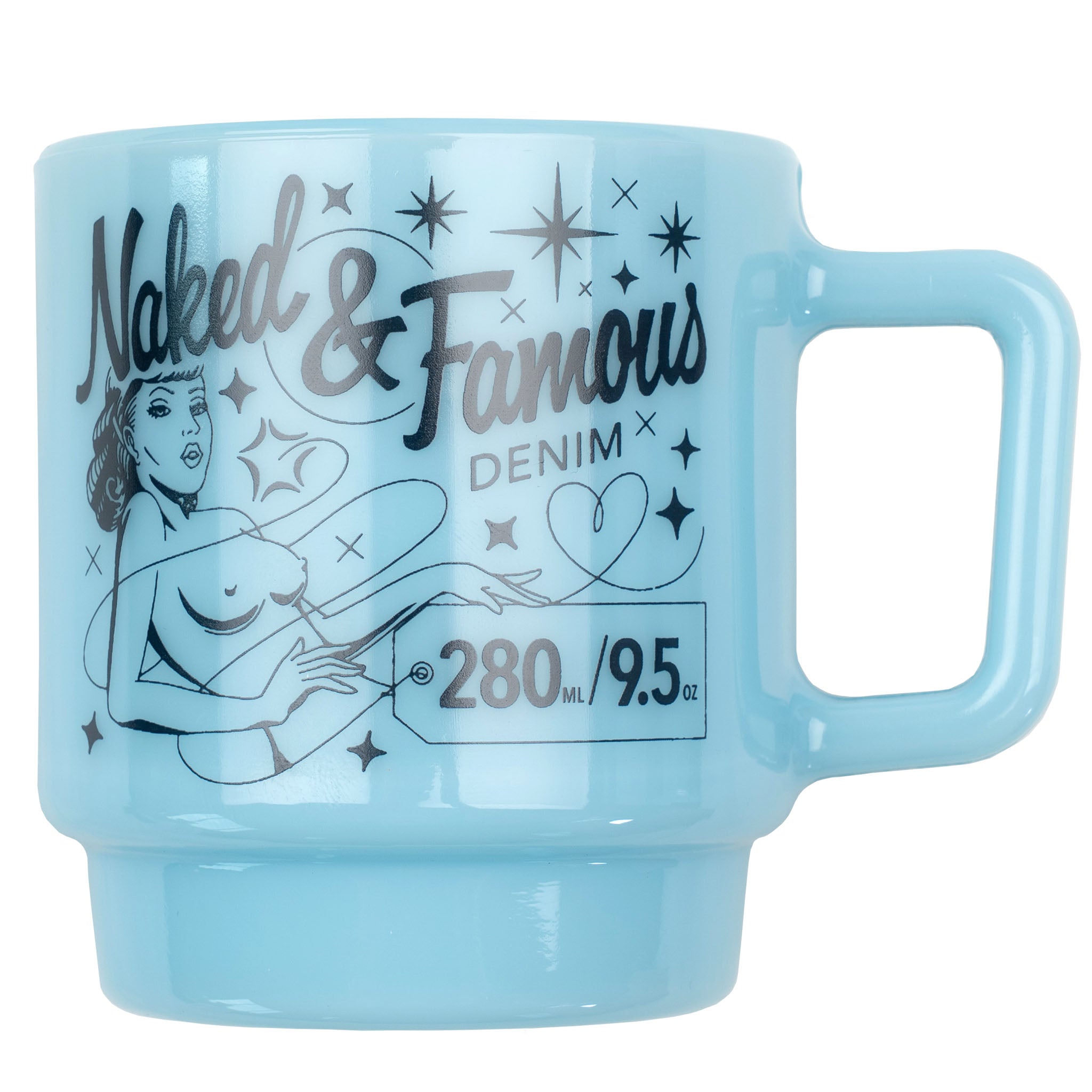 Milk Glass Stackable Mug - Delphite Blue
