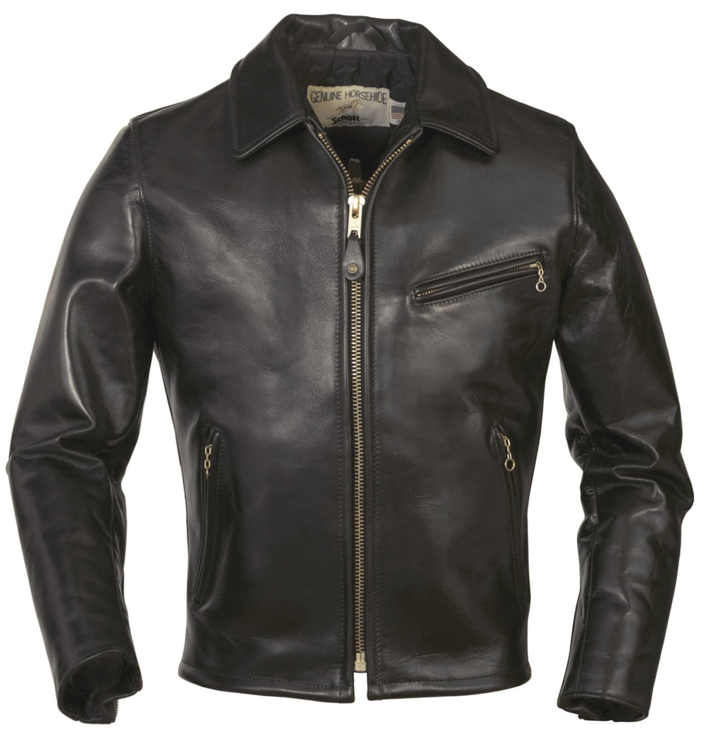 689H - Horsehide Black Racer Motorcycle Leather Jacket by Schott