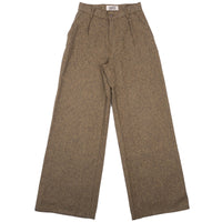Wide Leg Trouser - Herringbone Triple Twist - Forest