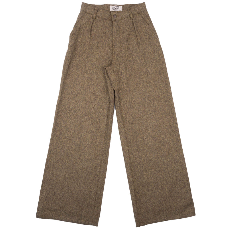 Wide Leg Trouser - Herringbone Triple Twist - Forest