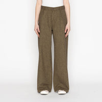 Wide Leg Trouser - Herringbone Triple Twist - Forest