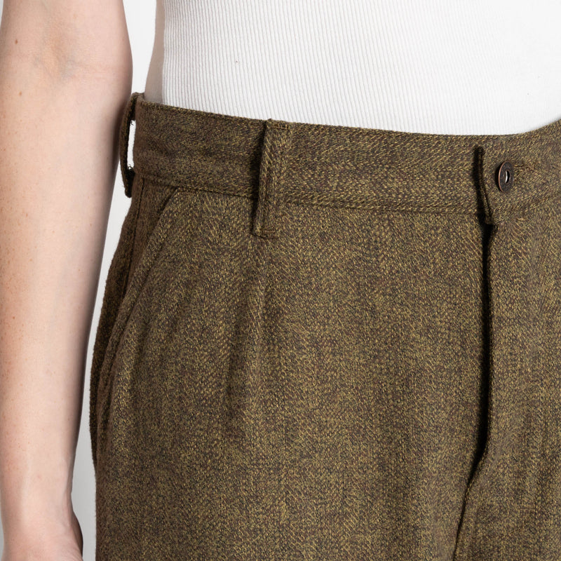 Wide Leg Trouser - Herringbone Triple Twist - Forest