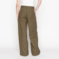 Wide Leg Trouser - Herringbone Triple Twist - Forest