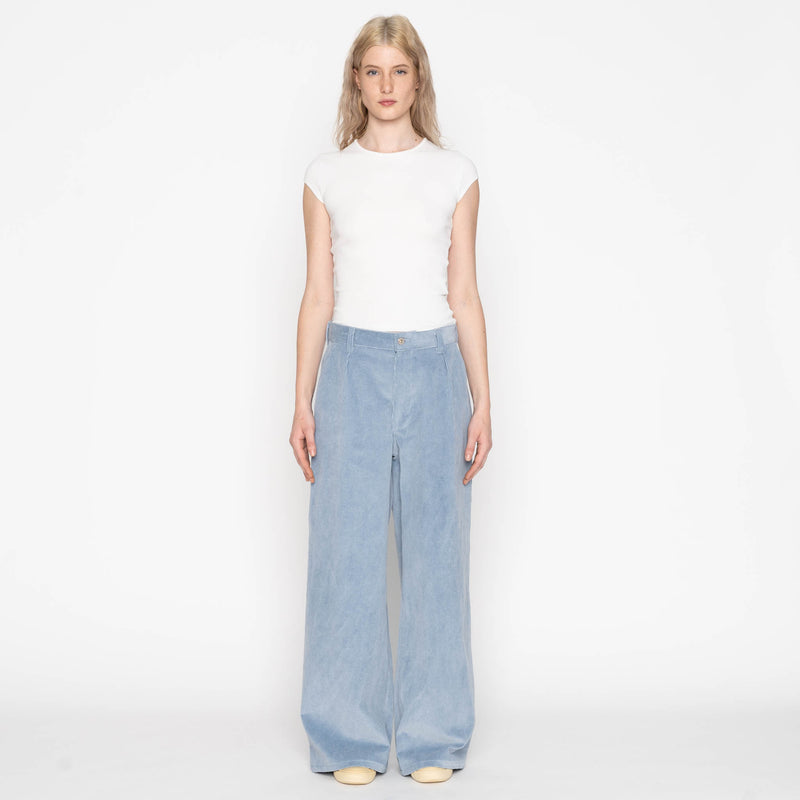 Wide Leg Trouser - Faded Corduroy Organique - Pale Indigo
