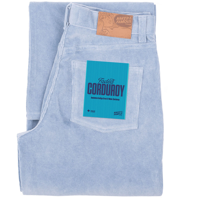 Wide Wild West  - Organic Faded Corduroy - Pale Indigo