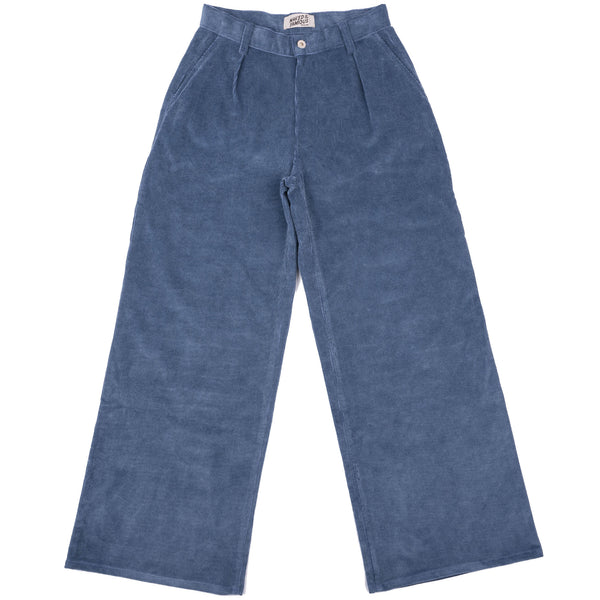 Wide Leg Trouser  - Organic Faded Corduroy - Indigo