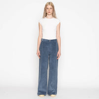 Wide Leg Trouser  - Organic Faded Corduroy - Indigo