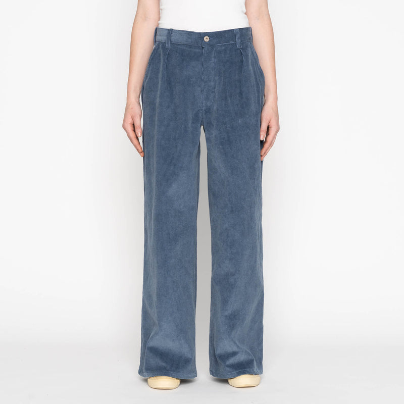 Wide Leg Trouser  - Organic Faded Corduroy - Indigo