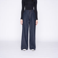 Wide Leg Trouser - Slub Nep Rinsed Denim