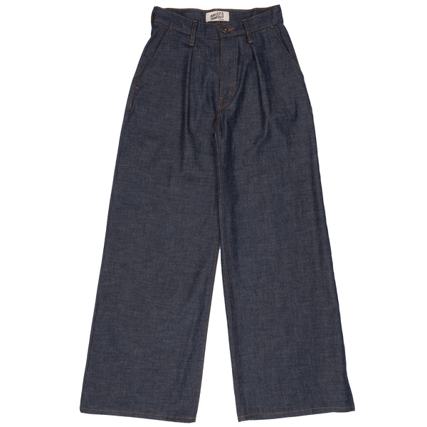 Wide Leg Trouser - Slub Nep Rinsed Denim | Naked & Famous Denim