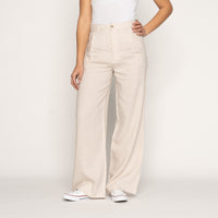 Relaxed Pleated Trouser - French Linen Fine Canvas - Ecru | Naked & Famous Denim