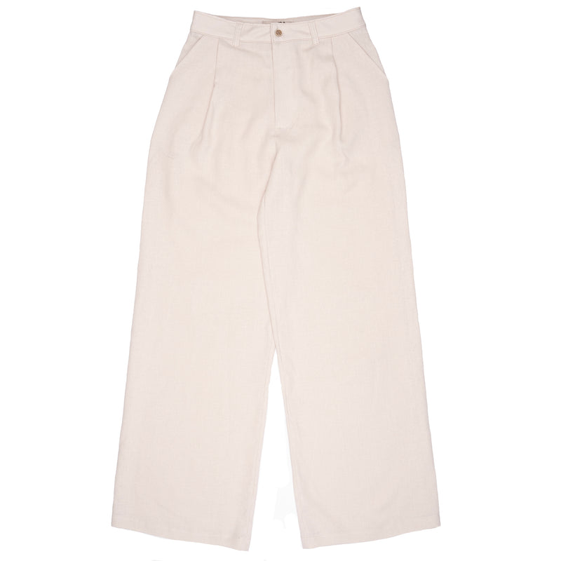 Relaxed Pleated Trouser - French Linen Fine Canvas - Ecru | Naked & Famous Denim