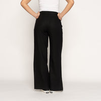 Relaxed Pleated Trouser - French Linen Fine Canvas - Black | Naked & Famous Denim