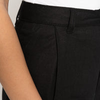 Relaxed Pleated Trouser - French Linen Fine Canvas - Black | Naked & Famous Denim