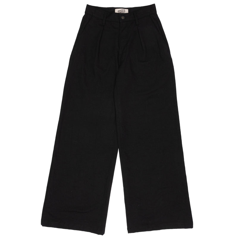 Wide Leg Trouser - Rinsed Oxford - Black | Naked & Famous Denim