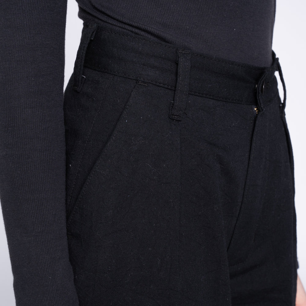 Wide Leg Trouser - Rinsed Oxford - Black by Naked & Famous Denim