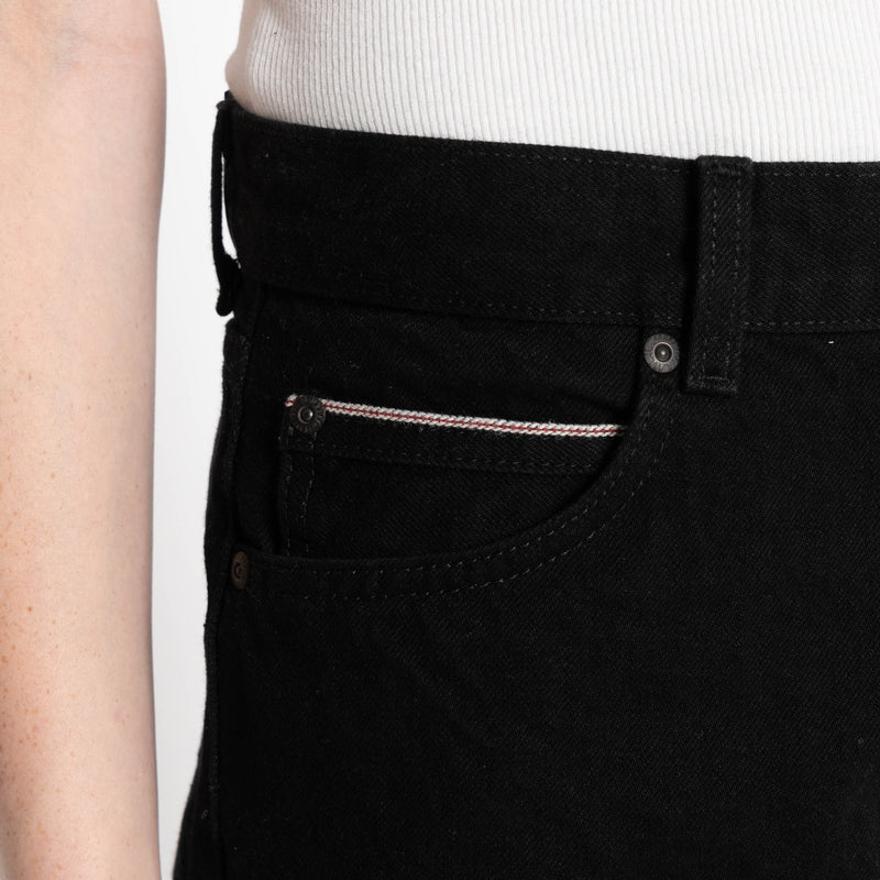 Super Girl - Solid Black Selvedge Washed - Black