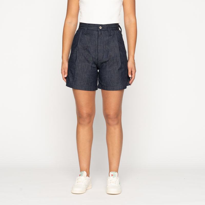 Twin Pleated Short - 10oz Rinsed Denim