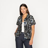 Camp Collar Shirt - Waikiki Waves - Black