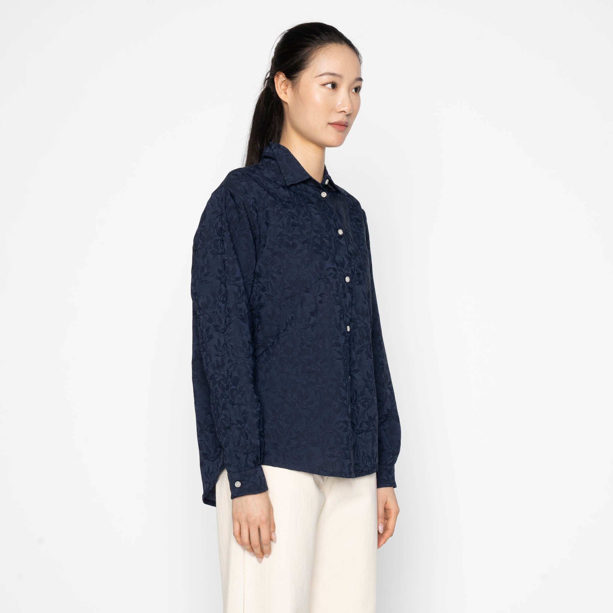 Judy Shirt - Jungle Jacquard- Navy by Naked & Famous Denim