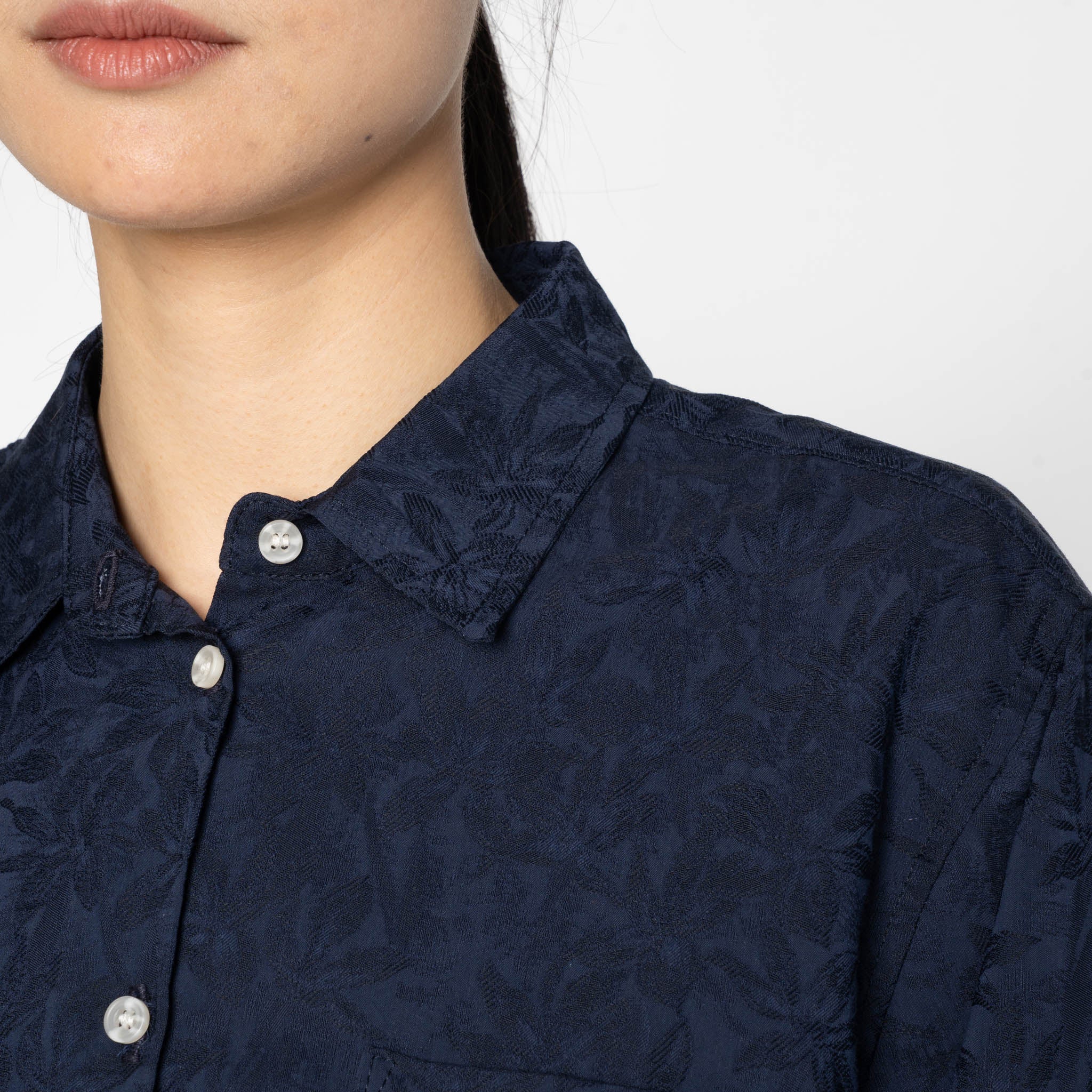 Judy Shirt - Jungle Jacquard- Navy by Naked & Famous Denim