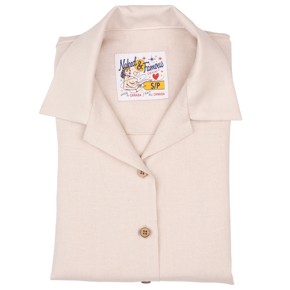 Camp Collar Shirt - French Linen Fine Canvas - Ecru by Naked & Famous Denim