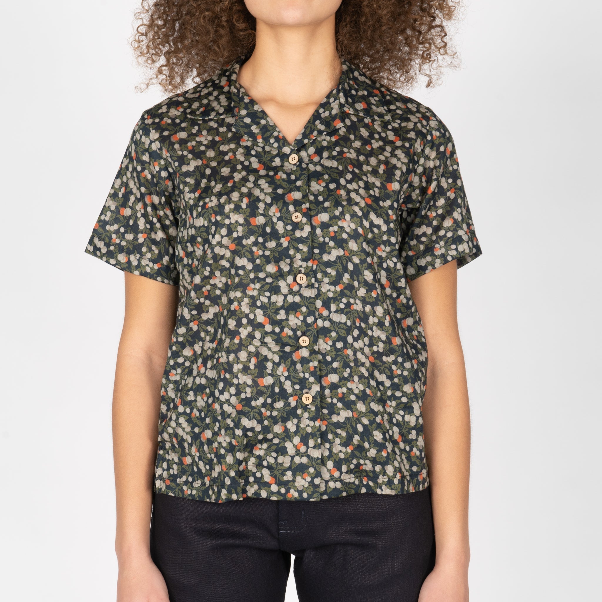Camp Collar Shirt - Fruit Print - Navy by Naked & Famous Denim