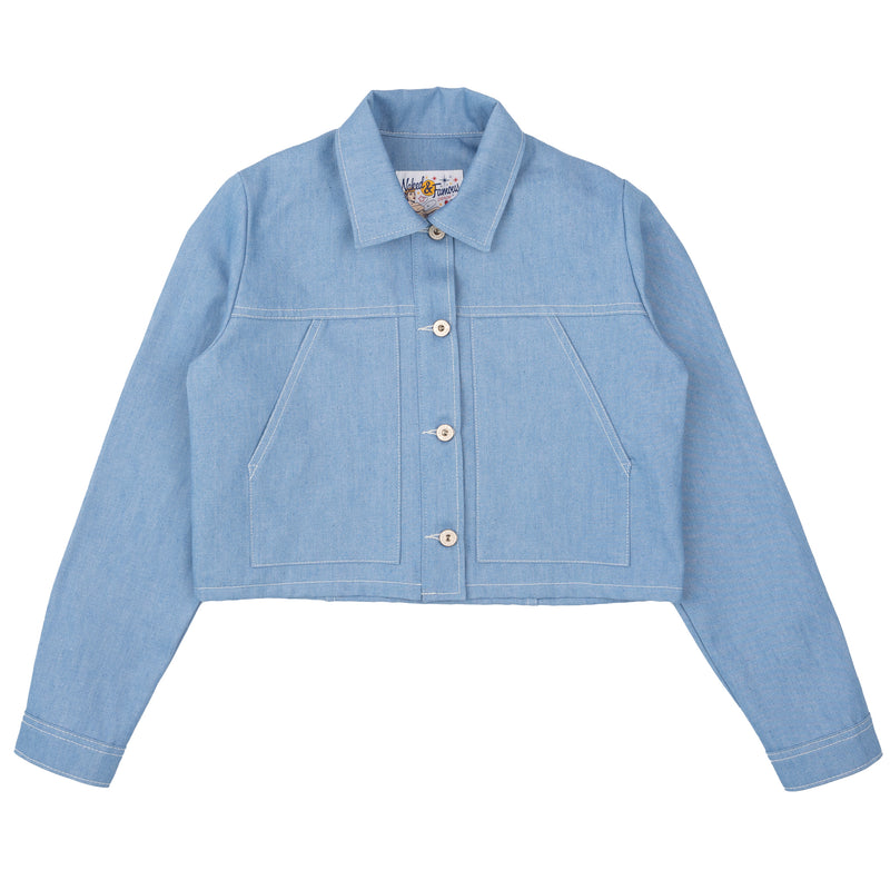 Cropped  Denim Jacket  - Sakura Sky Selvedge