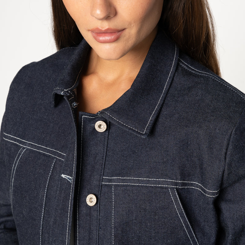 Cropped Denim Jacket - Slub Nep Stretch