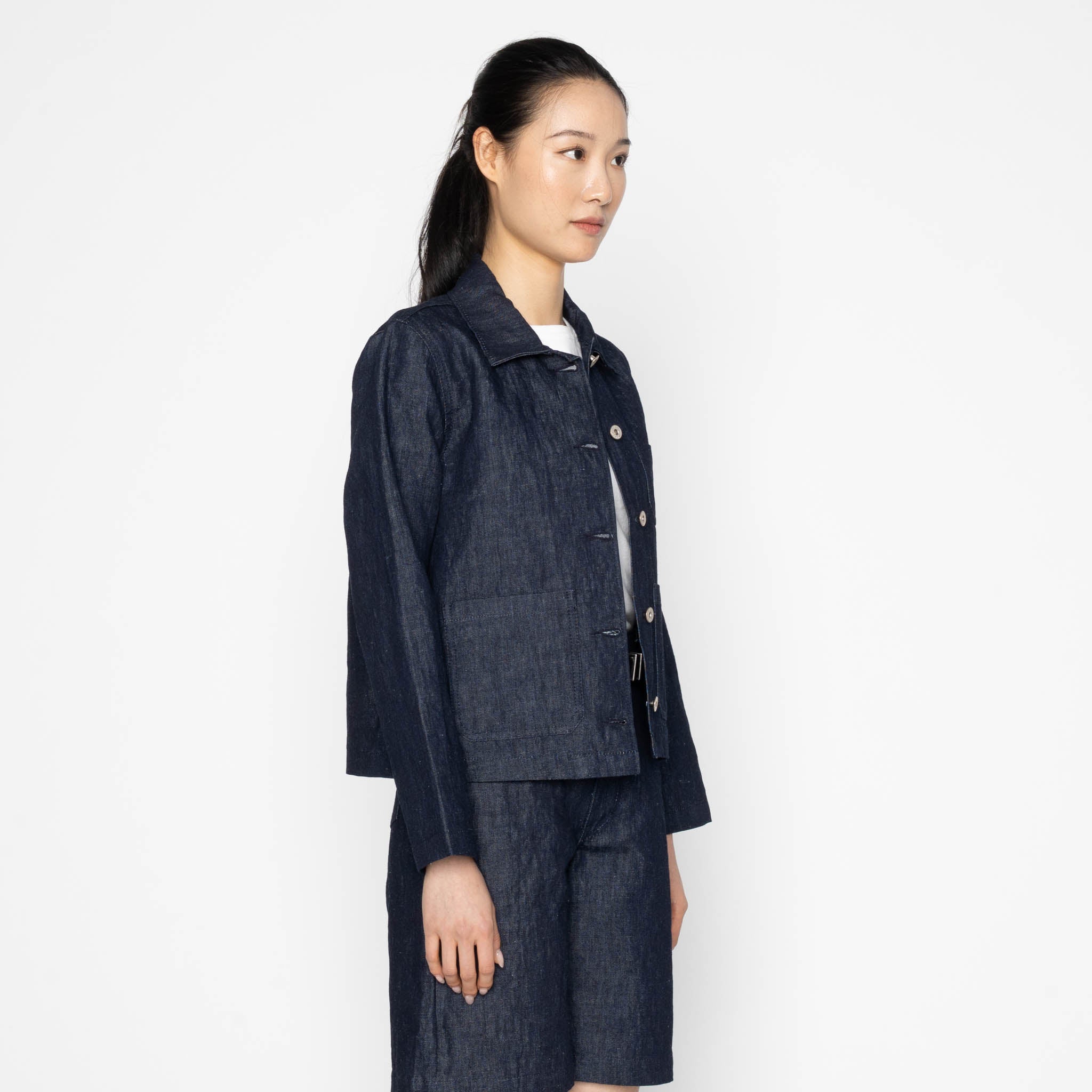 Gracie Jacket - Linen Blend Denim - Indigo by Naked & Famous Denim