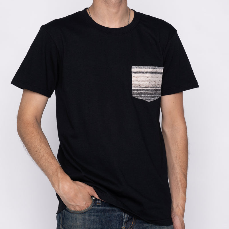 Pocket Tee - Black + Heavyweight Stripe Grey | Naked & Famous Denim