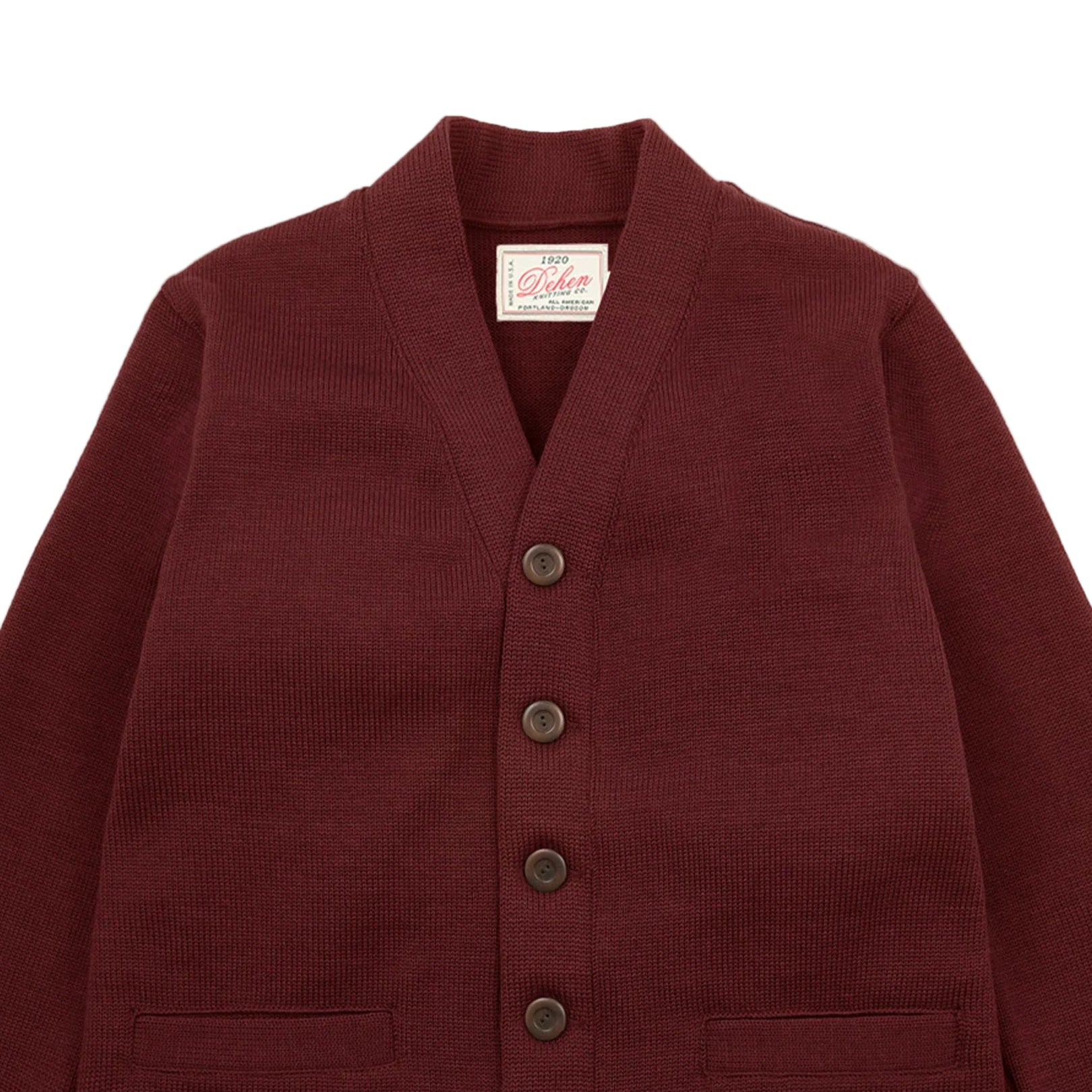 Classic Cardigan - Burgundy Wool Knit by Dehen