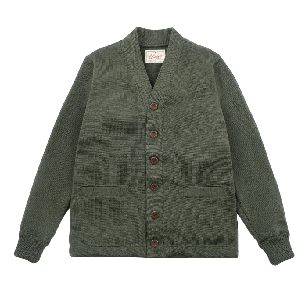 Classic Cardigan - Green Wool Knit by Dehen 1920