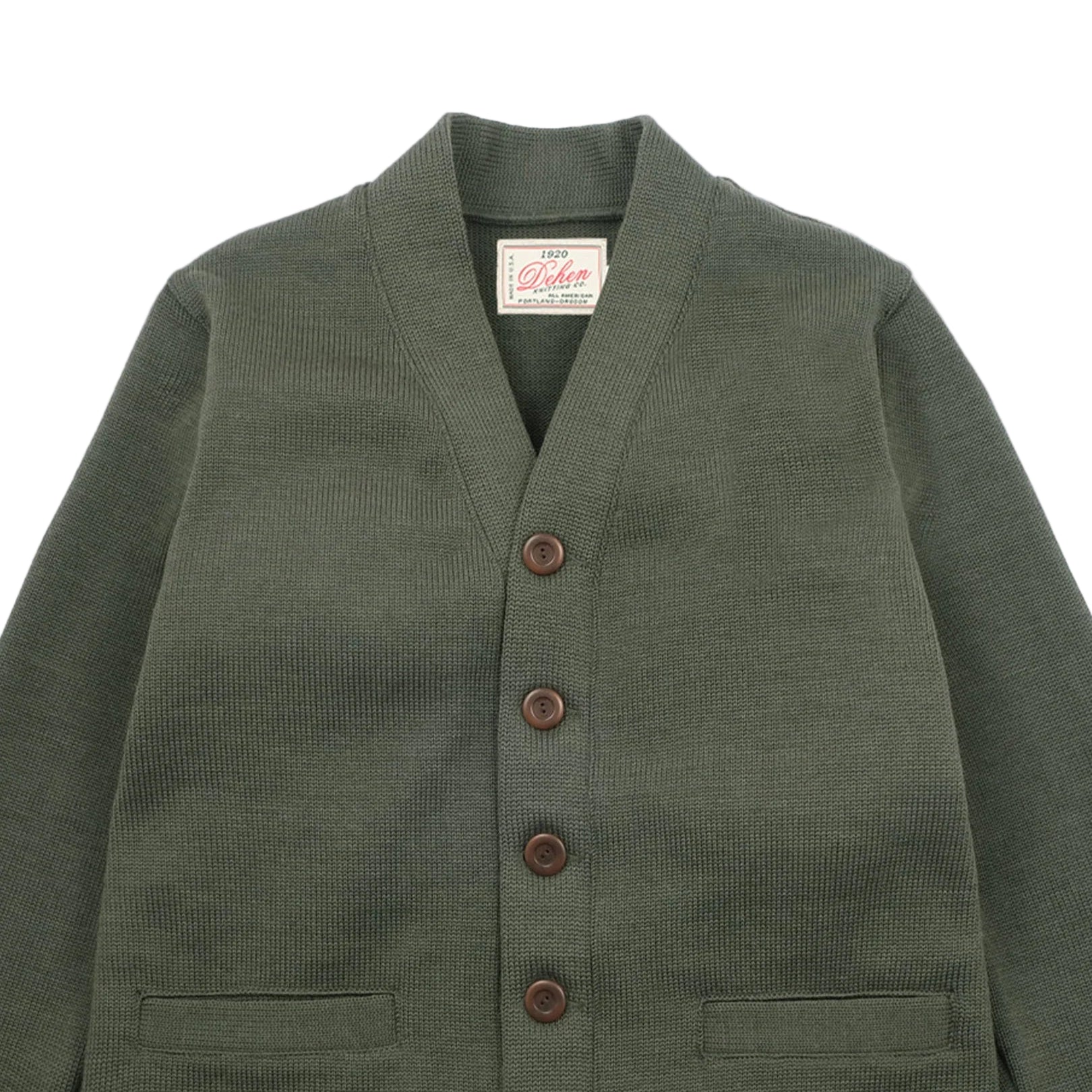 Classic Cardigan - Green Wool Knit by Dehen
