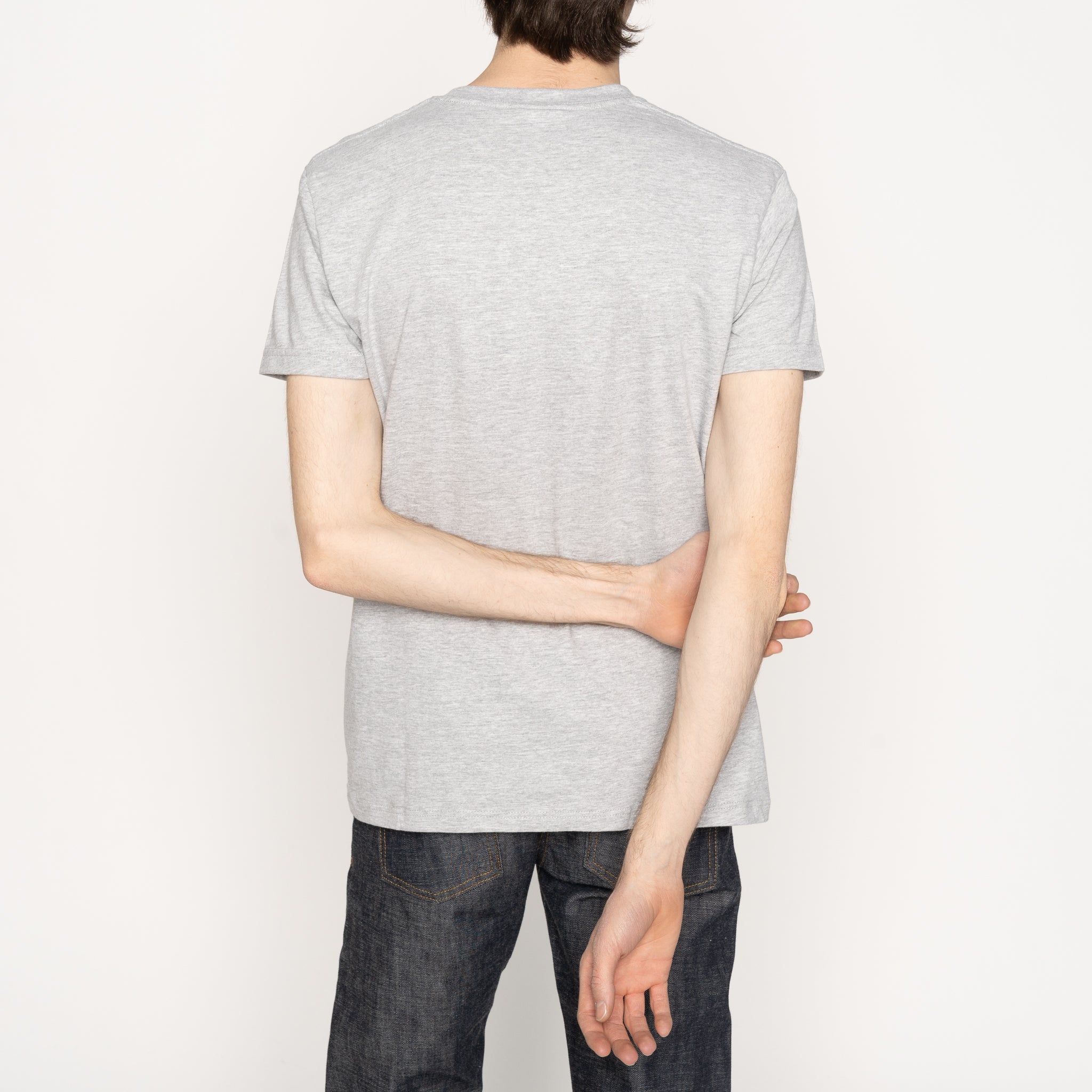 Pocket Tee - Heather Grey - Bell Flowers - Cinnamon by Naked & Famous Denim