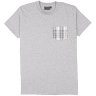 Pocket Tee - Heather Grey - Asagi Sashiko - White by Naked & Famous Denim
