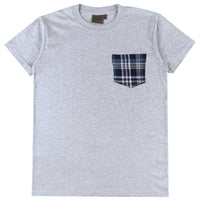 Pocket Tee - Heather Grey + Triple Yarn Twill Check Brush - Navy | Naked & Famous Denim