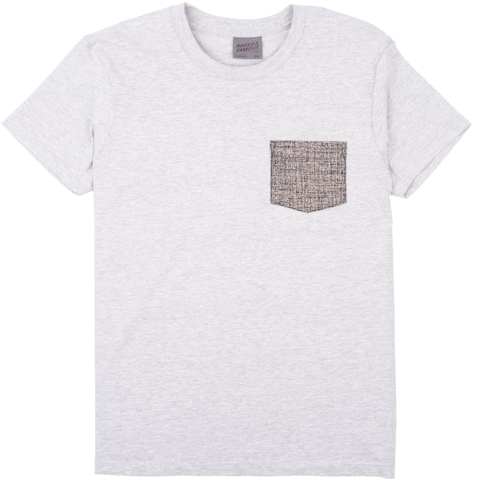 Pocket Tee - Heather Grey - Kimono Scramble - Indigo by Naked & Famous Denim