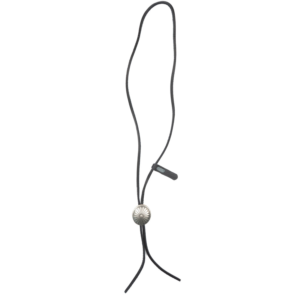 Leather Bolo Tie with 1 1/4" Concho - Black by Yuketen